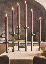 6ct Taper Adjustable Antque Brass Finish Candelabra - Hearth & Hand w/ Magnolia picture