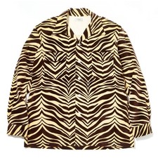 THE REAL McCOY'S MS25108 PRINTED VELOUR OPEN-COLLAR SHIRT ZEBRA Brown Japan NEW picture