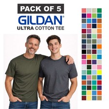 Gildan ULTRA COTTON T-Shirt 2000 Unisex Plain Short Sleeves 5-Pack Tees Bulk Lot picture