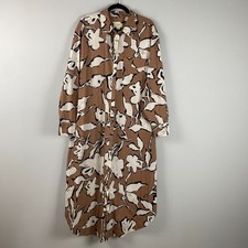 Maeve Anthropologie The Soren Shirt Dress Size XL Brown White Floral picture