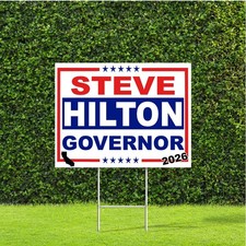Steve Hilton California Governor Red White Blue Large Yard Sign w Metal H Stake picture