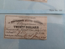 1 (ONE) 1861 $20 Confederate Bond Coupon – C.S. Loan Civil War  picture