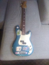 Vintage Fernandes 4-String Electric Bass Guitar Blue w/ Ibanez Gig Bag picture
