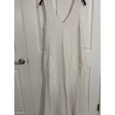 Free People Free-est Aida Maxi Dress M Ivory Crinkle Textured Boho Pockets picture