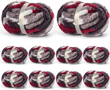 10 Pack Jumbo Chunky Yarn for Hand Knitting, Fluffy Variegated Chunky Chenille Y picture