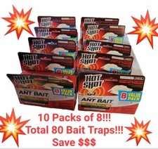 80 Pcs LOT OF 10 Hot Shot Best Ant Bait Kills Queen Colony Value Pack of 8 MAX picture