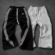 [Black/Grey] Wide Baggy Y2K Streetwear Sweatpants with White Stripes [S-3XL] picture