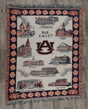 Vintage Auburn Tigers War Eagle Rug Blanket Throw Tapestry 63”x50