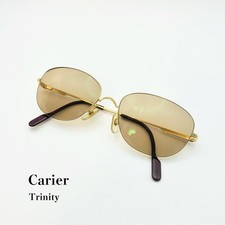 Vintage Cartier Paris Trinity Style Half Rim Sunglasses Gold 55-18-145 France picture