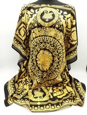 Versace Floral Baroque Black Gold Cold Shoulder Poncho Blouse Do0826porde picture