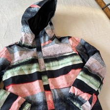 686 Girls Lily Jacket Sunset Stripe Orion Blue Waterproof Snowboard Coat L NEW picture