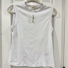 Madewell 90s Crew Neck Tank Top White Large NWT Compact Cotton Slim Fit picture