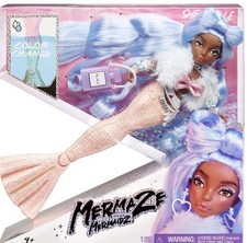 MGA Mermaze Mermaidz Shellnelle Fashion Doll 13.5in Color Change Blue Wavy Hair picture