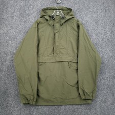 LL Bean Mountain Classic Anorak Jacket Mens M Medium Olive Green Hooded Pullover picture