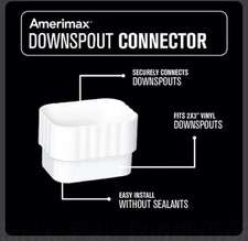 Amerimax 2x3 Inch White Vinyl Downspout Connector Pack of 2 NEW M0623  picture