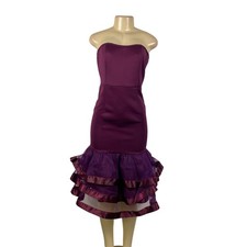 Aomei Women’s Purple Strapless Ruffled Hem Midi Dress Size M - New picture