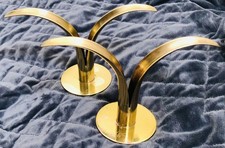 Vintage Pair Ibe Konst Ystad Brass Lily Candlesticks Liljan Sweden MCM Design picture