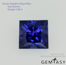 Cut stone - Sapphire Royal Blue Czochralski (Pulled) lab grown, Princess 1.48ct picture