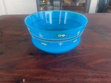 Antique French Art Nouveau Blue Opaline Glass Bowl picture