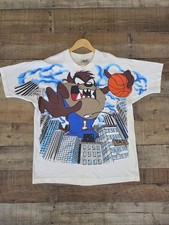 Vintage 1995 Looney Tunes Taz Basketball All Over Print T Shirt L Freeze USA picture