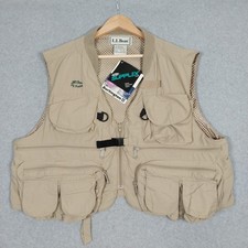 Vintage LL Bean Fly Fishing Vest Mens Large Tan Pockets Outdoors Deadstock 90s picture