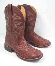 EL DORADO MEN'S 9 D HANDMADE FULL QUILL OSTRICH STOCKMAN BOOTS SQUARE TOE picture