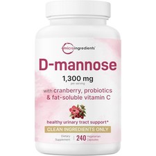 240 Pure D Mannose 1,300mg with Cranberry & Probiotics, 1 Million CFU Probiotics picture