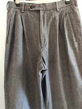 L'HOMME Vintage Gray Herringbone Pleated Trousers Pants 30x30 Dark Academia picture