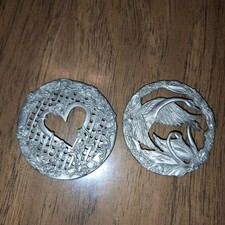 Vintage Rawcliffe Pewter Lot Swans & Heart  2.5