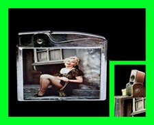 Vintage Beautiful Marilyn Monroe Risque Photo Flat Petrol Lighter RARE - UNFIRED picture