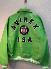 AUTHENTIC Avirex Icon Leather A1 BOMBER Jacket MENS GREEN Size L - NWT picture