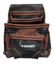 10 PKT Oil Tan Construction Leather Tool Pouch Bag Belt picture