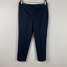 Talbots Chatham Ankle Pants Size 12 Blue Slim Leg Button Hem Stretch picture
