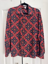 Vintage CELINE Paris 1980s 100% Silk Button-Up Long Sleeve Shirt Sz S Ex Cond picture