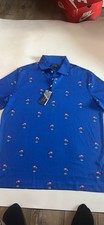 NWT Polo Ralph Lauren Blue and Pink Flamingo Print Short Sleeve Polo picture
