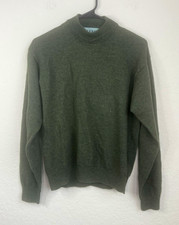 Alfani Men's Merino Wool Knit Crew Neck Pullover Sweater M Green Solid picture