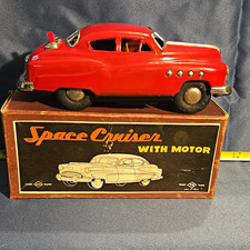 Near Mint TN Vintage Tin Space Cruiser Toy Car w/ Motor, Red w/ Box, Age 17+ picture