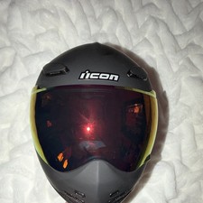 Icon Domain Cornelius Helmet Rubatone Black Sz L Near flawless red visor $350 picture