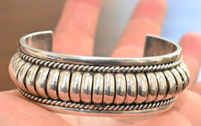 BIG Priscilla Apache Navajo Sterling Silver Men's Cuff 7 1/8