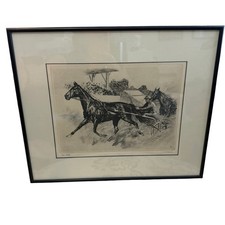 Vintage Dan Patch horse racing print R. H. Palenske framed equestrian art. picture
