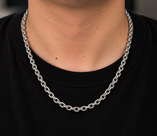Solid 18K White Gold, 57g at 18in, 4.5mm Rolo Chain, Oval Link picture