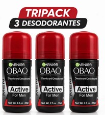 Garnier Obao Active Desodorante Hombre Roll On 65g 3 Pack Deodorant  picture