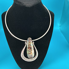 NWTRobert Lee Morris SOHO Sculptural Abalone Pendant Collar Choker Necklace READ picture