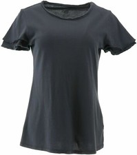 Motto Fearless Pima Cotton Flutter Slv Womens Tee color Charcoal size XS picture
