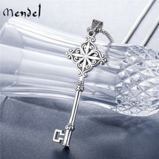 MENDEL Gothic Mens Stainless Steel Hip Hop Key Pendant Necklace Men Silver Chain picture