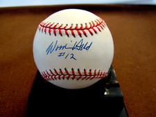 WOODIE HELD # 12 NY YANKEES INDIANS SENATORS SS SIGNED AUTO VTG OAL BASEBALL JSA picture