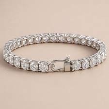 Elegant 7.00 Ct Certified Natural Treated Diamond Tennis Bracelet 14K Gold picture