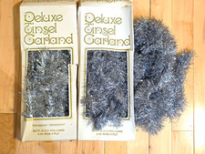 Lot of 3 Vintage Doubl-Glo Silver Tinsel Garland Deluxe Christmas Decor 2 In Box picture
