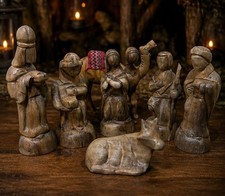 Nativity Olive Wood 6” Carved Figures Bethlehem Jerusalem Jesus Mary Christian picture