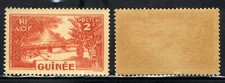 1938 French Guinea #128  2 centimes vermilion GUINEA VILLAGE MNH OG picture